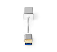 Adaptador USB Nedis | USB 3.2 Gen 1 | USB-A macho | RJ45 hembra 1 Gbps | 0,20 m | redondo | chapado en oro | trenzado / nailon | plateado | embalaje con ventana de visualización