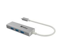Adaptador USB - SANDBERG - USB-C a 3 x USB 3.0 - Color Gris - Conexión múltiple - Compatible con ordenador