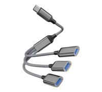 Adaptador USB tipo C a 3 USB 2.0 OTG Hub de expansión USB tipo C para tabletas, carga y línea de datos