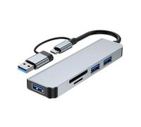 Adaptador USB tipo C portátil 5 en 1 para conexión simultánea de dispositivos de almacenamiento y accesorios, concentrador USB C para portátiles