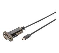 Adaptador USB tipo C™ serial, Cable negro, Negro, 1 m, DB-9, Macho, Macho, China