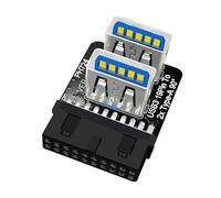 Adaptador USB3.0 de doble puerto para conversión eficiente de 19 pines a puerto hembra, transmisión de datos estable y rápida, concentrador de doble puerto