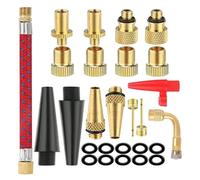 Adaptador Valvula Bicicleta, CAASFOOY 27 pcs Bicicleta Válvula Adaptador con Manguera de Inflado, Aguja Inflar Balones, Adaptador Valvula Presta para Compresores, Bomba de Aire