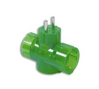 Adaptador verde 3 tomas 10A/250V