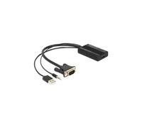 Adaptador VGA a HDMI - DELOCK - DB-15 - Audio - Alimentado por USB - Negro