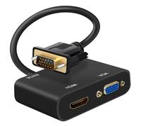 Adaptador VGA macho a VGA hembra y HDMI con conector de audio de 3,5 mm y carga
