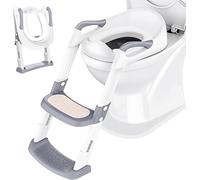 Adaptador WC Niños con Escalera: Bebe Plegable Portatil Infantil Asiento Inodoro con Escalón Ancho Antideslizante-Bebés Orinales Asientopara 1-10 Niños con Escalera Reductor & Cojín Suave | Blanco