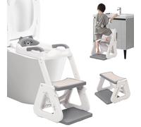 Adaptador WC Niños con Escalera,Portatil Orinales Infantiles Plegable y Altura Ajustable,Reductor WC niños con Base Antideslizante,Asiento Inodoro con Protección contra Salpicaduras,Taburete Infantil