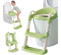 Adaptador wc niños con escalera, Reductor de Aprendizaje para Baño Inodoro, Escalera Antideslizante Ajustable con Entrenador de Inodoro Portátil Acolchado, de 1 a 7 años
