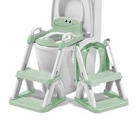 Adaptador WC para niños con escalera antideslizante - Reductor inodoro infantil plegable con asiento acolchado y asas - Asiento de entrenamiento baño para niños y niñas