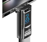 Adaptadores de ángulo recto, adaptador estéreo tipo C de pantalla digital de 140 W, conector de monitoreo de carga de 40 Gbps, probador de medidor de alimentación para tableta inteligente y teléfono