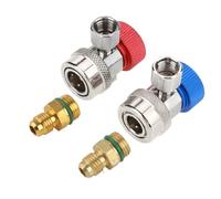 Adaptadores de automóvil A/C R134 Adaptador de aire acondicionado rápido de alta altura AC Adaptador de acondicionador de aire con tapa de latón 90 ° Acopladores rápidos Kit de conectores