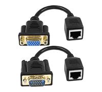 Adaptadores de expansión Ethernet VGA Cable de adaptación de VGA 15 Pines macho/hembra a RJ45 cat5e / cat6 Convertidor Lan expandedor de 15M para vídeo multimedia 16cm - 2PCS