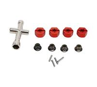 Adaptadores de rueda con bujes hexagonales de 12 mm, adaptador de buje de rueda hexagonal de aleación de aluminio para RC con llave en cruz, accesorios de mejora para coches RC, (Roja)
