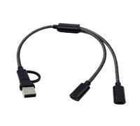 Adaptadores USB + tipo C macho a hembra de 2/3 puertos hembra de carga rápida y cable de datos para portátiles y consolas, concentradores trenzados de nailon