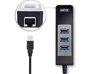 Adaptateur USB 3.0 Unitek Vers RJ45 Gigabit et Hub 3 Puertos