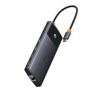 Adapter Hub 10in1 Baseus USB-C - 2xHDMI, 3xUSB-A, USB-C, RJ45, SD/TF, PD (Black), B00061800123-00