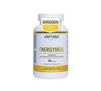 Adaptoheal Energyheal - Adaptogenos para Energía, Concentración y Vitalidad - Ashwagandha + Maca Negra + Rhodiola Rosea + Ginseng Rojo Coreano Puro - Aumenta Energía - Vegano, Sin Gluten - 90 Cápsulas