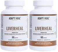 Adaptoheal Liverheal - Adaptogenos para el Hígado - Cardio Mariano + Curcuma + Rhodiola Rosea + Ginseng Rojo Coreano Puro + Reishi - Apoyo para Higado - Vegano, Sin Gluten - 90 Cápsulas (Paquete de 2)