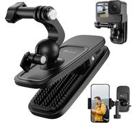 Adaptom Soporte de clip giratorio de 360° para mochila con soporte para teléfono, correa de hombro para GoPro Max Mini Hero 11 10 9 8 7 6 5, Insta360 X2 X3, DJI Action 2 3 iPhone Android Accesorios