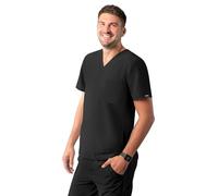 Adar Adición Fregar por Hombre - Moderna Multi Bolsillo V-Cuello Fregar Top - A6010 - Negro - M