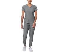 Adar Pro Brezo Moderna Atlético Fregar Conjunto por Mujeres - Moderna V-Cuello Top & Yoga Corredor Fregar Pantalones - P9500H - Brezo Gris - XS