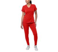 Adar Pro Moderna Atlético Fregar Set por Mujeres - Moderna V-Cuello Top & Yoga Corredor Fregar Pantalones - P9500 - Manzana - L