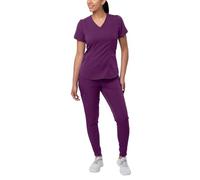 Adar Pro Moderna Atlético Fregar Set por Mujeres - Moderna V-Cuello Top & Yoga Corredor Fregar Pantalones - P9500 - Berenjena - L