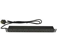 Adastra | Unidad de distribución de energía con 8 enchufes de red británicos | Diseño delgado de montaje en rack de 1U y cable de extensión de 1,8 metros