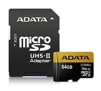 ADATA Premier ONE V90 memoria flash 64 GB MicroSDXC Clase 10 UHS-II - Tarjeta de memoria (64 GB, MicroSDXC, Clase 10, UHS-II, 275 MB/s, Negro, Oro)