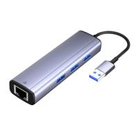 Adattatore da USB 3.0 a Ethernet, IVSHOWCO hub multiporta USB 4 in 1 con rete RJ45 1 Gigabit, 3 Porte USB 3.0, hub USB 3.0 compatibile con MacBook Air 2017 Mac ChromeBook Surface Acer DELL