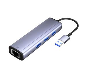 Adattatore da USB 3.0 a Ethernet, IVSHOWCO hub multiporta USB 4 in 1 con rete RJ45 1 Gigabit, 3 Porte USB 3.0, hub USB 3.0 compatibile con MacBook Air 2017 Mac ChromeBook Surface Acer DELL