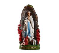 adawd Estatua de la Madre de Dios al aire libre, Estatuas de la Virgen María de Nuestra Señora de Lourdes con Santa Bernadette y figuras de resina de cordero, Escultura religiosa Iglesia católica