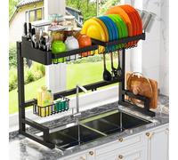 ADBIU 【Se Adapta a Fregadero de 24.5 a 32 Pulgadas de Largo, versión 2023 (dimensión expandible), diseño a presión, Estante Grande de Cocina de 2 Niveles, Organizador y Almacenamiento de mostrador de