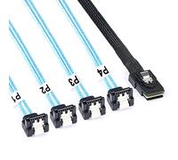 ADCAUDX - Cable de alimentación (0,5 m) para SATA (0,5 m, SFF-8087 a SATA SFF 8087 a 4 SATA en ángulo recto Mini-SAS a cable conductor duro SATA (0,5 m)