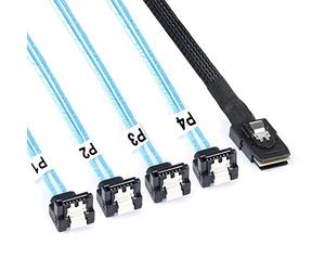 AdcAudx Cable interno Mini SAS a SATA 0,5 m SFF-8087 a SATA 90 grados hacia adelante Breakout, 8087 SAS a 4 SATA (1,6FTM)