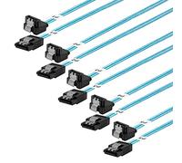 ADCAUDX Cable SATA-III: 0,5 m, paquete de 5 cables de datos SATA delgados de 90 grados en ángulo recto a ángulo de 6 Gbps para disco duro, computadora, SDD, HDD, azul (1.6 pies)