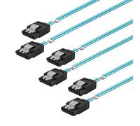 ADCAUDX Cable SATA-III: 12 pulgadas, paquete de 3 cables SATA de 6 Gbps, cable SATA delgado, cable SATA SSD recto, cable SATA flexible con pestillo de bloqueo para SSD, HDD, azul (0,3 m)