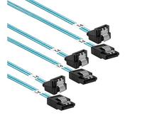 ADCAUDX Cable SATA-III: 24 pulgadas, paquete de 3 cables SATA de 90 grados, cable SATA de ángulo recto, cable SATA delgado de 6 Gbps para SDD, HDD, computadora azul (0,6 m)
