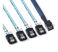 AdcAudx Minisas de alta definición interna a 4 cables de datos de divisor SATA, SFF 8643 host para controlador, 4 objetivos SATA para plano trasero/disco duro, 3 pies (1 m)