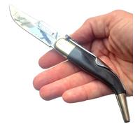 ADCSHOP Navaja clásica negra - 20.90 cm - hoja de acero 3Cr13Mov de 8.90 cm - mango de madera stamina negra 12.20 cm - peso 79.00 g - 01664-Ideal para Portabilidad y Uso Diarionavaja clásica