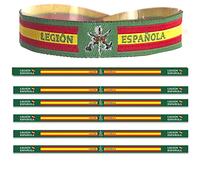 ADCSHOP - Pack de 6 Pulseras de la Legión Española. Fuerza militar de élite del ejercito español - Hechas en tela y hilo tricotado. miden 30 x 1,4 cms. anudables y ajustables.. Unisex