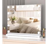 ADDCOLOR Hollywood Espejo Maquillaje con Luz, Espejo Tocador con 15 LED Bombillas y Puerto de Carga USB, 3 Modos de Iluminación Ajustables, Espejo de Pared con10X Espejo (58 x 2,8 x 46 cm)