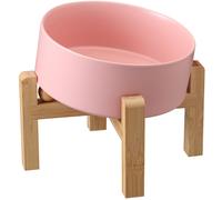 Addggo - Cuenco de cer mica antideslizante para perros de razas peque as y medianas, inclinado, con base para comida y agua, con soporte, para pe