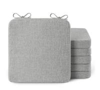 AddGrace Cojines cuadrados para sillas de comedor, paquete de 6 cojines de asiento antideslizantes para sillas de cocina, cojines gruesos para sillas de comedor con lazos y funda extraíble, 16 x 16 x