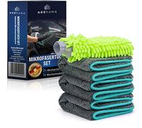 ADDHOME,Juego de limpieza de paños de microfibra para coche de 1200 GSM,Muy absorbente y no destiñe la pintura,Juego de 3 paños de limpieza de microfibra y 1 guante de microfibra