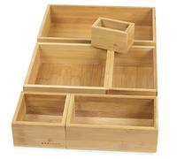 addhome Organizador de cajones de bambú | 6 cajones para usos versátiles | práctico sistema de organización de cajones combinable individualmente