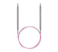 Addi Aguja de Punto, Metal Plástico, Rosa/Plateado, 80cm, 5.00mm
