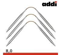 Addi CraSyTrio 26cm 8.00mm - Agujas de punto circulares doradas y plateadas