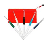 Addi Juego de 5 agujas de ganchillo de 4 a 6 mm de grosor, agujas de acero, mango de plástico, incluye bolsa de almacenamiento